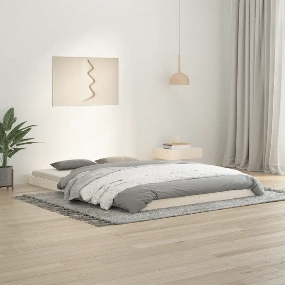 Lit blanc 140x200 cm bois de pin massif