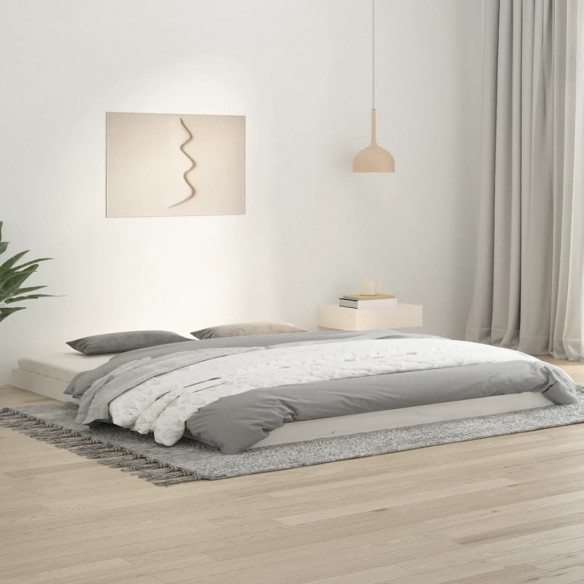 Lit blanc 180x200 cm Super King bois de pin massif
