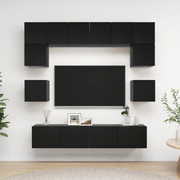 Ensemble de meuble TV 8 pcs Noir Aggloméré