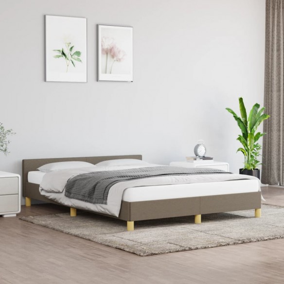 Lit avec tête de lit Taupe 140x190 cm Tissu