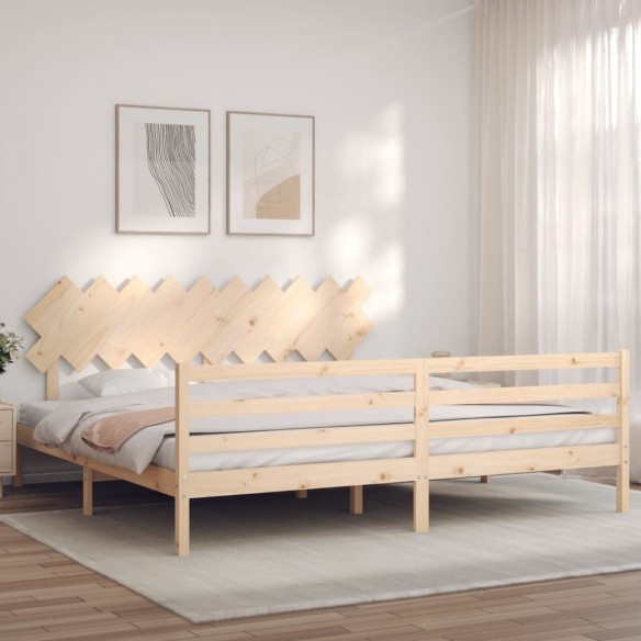 Lit avec tête de lit 200x200 cm bois massif