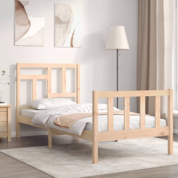 Lit avec tête de lit 90x200 cm bois massif