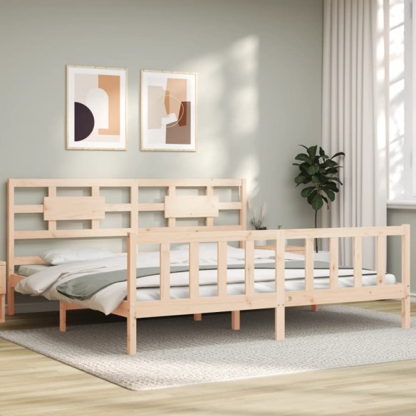 Lit avec tête de lit 200x200 cm bois massif