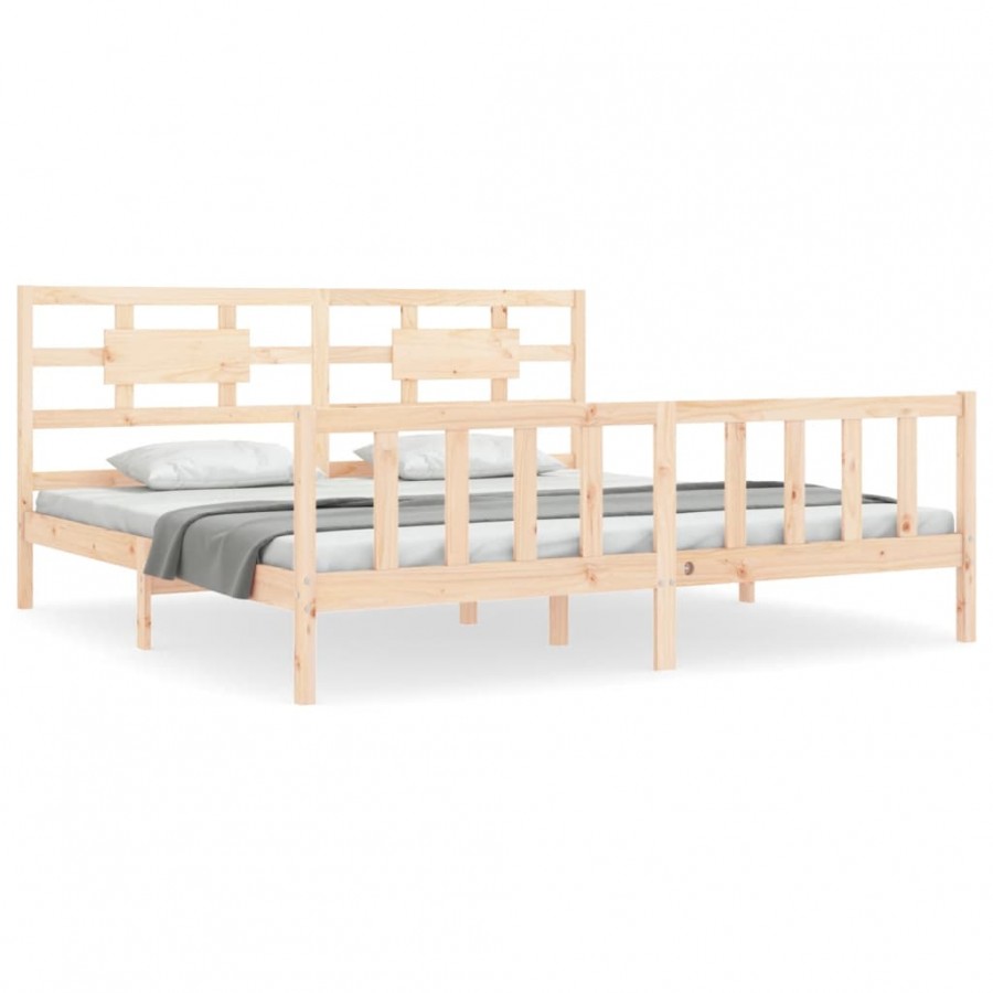 Lit avec tête de lit 200x200 cm bois massif