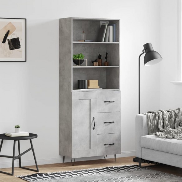 Buffet haut Gris béton 69,5x34x180 cm 