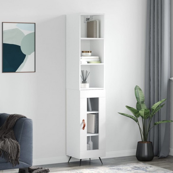 Buffet haut Blanc brillant 34,5x34x180 cm 