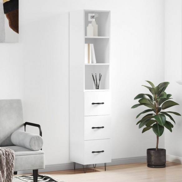 Buffet haut Blanc brillant 34,5x34x180 cm 