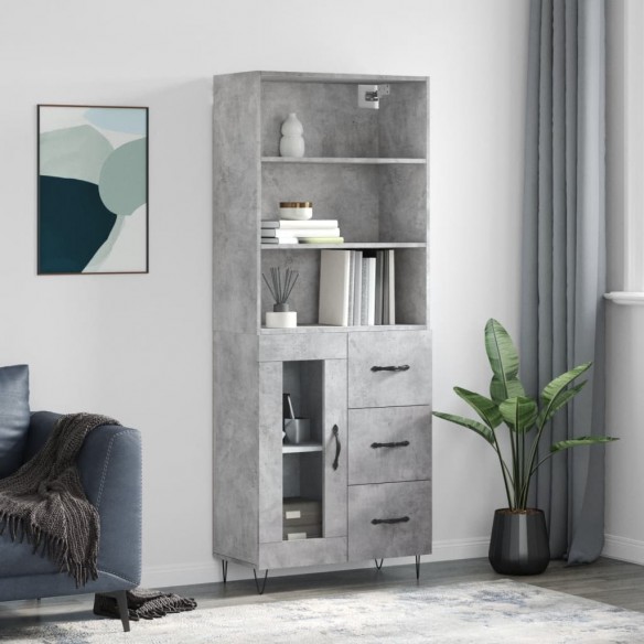 Buffet haut Gris béton 69,5x34x180 cm 