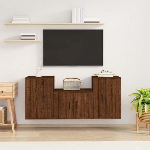 Ensemble de meubles TV 3 pcs Chêne marron 