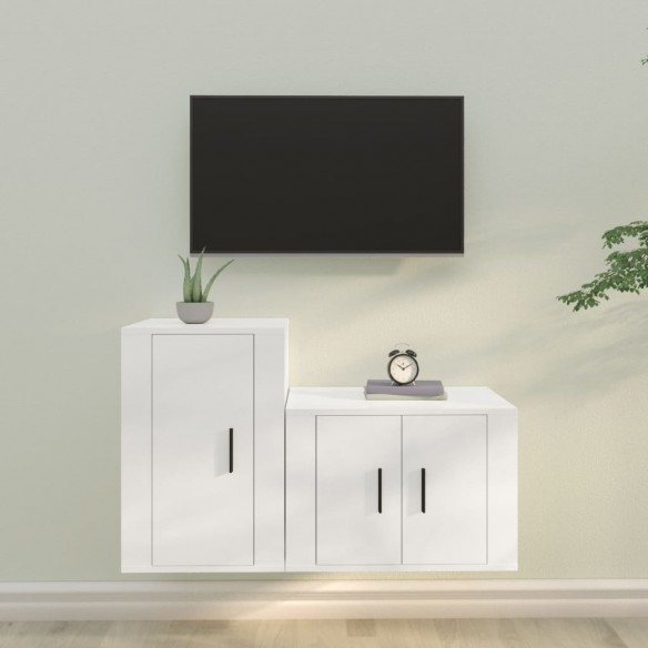 Ensemble de meubles TV 2 pcs Blanc 