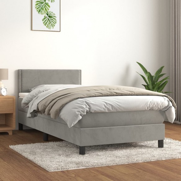 Lit et matelas Gris clair 80x200 cm Velours