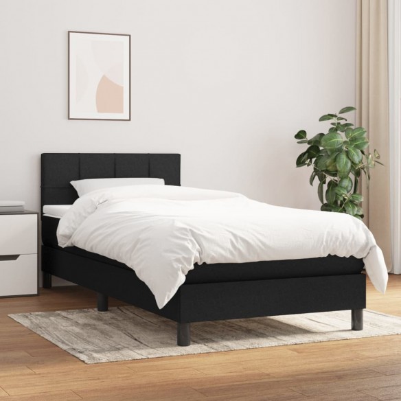 Lit et matelas Noir 80x200 cm Tissu