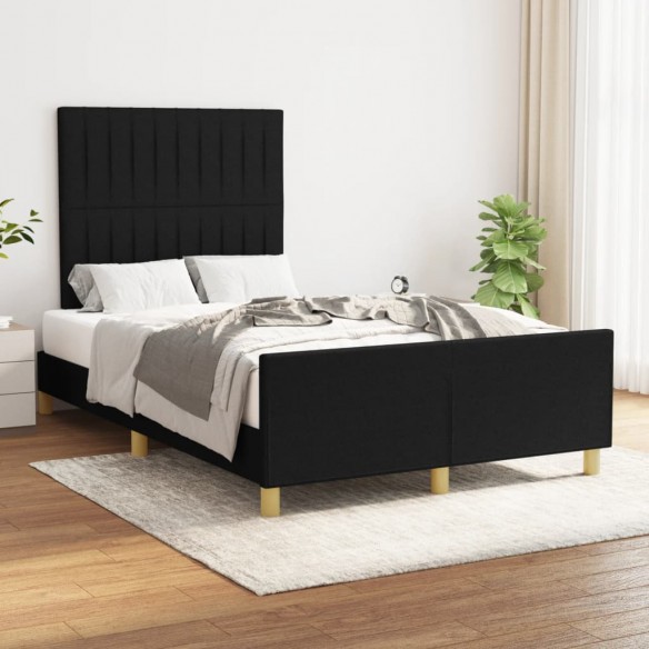 Lit avec tête de lit Noir 120x200 cm Tissu