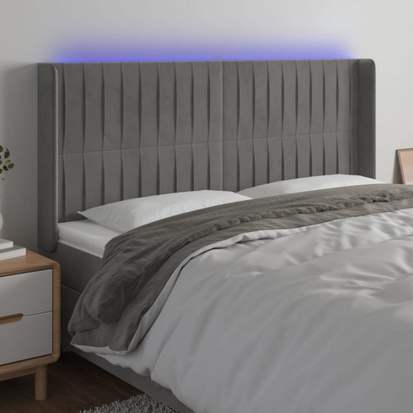 Tête de lit à LED Gris clair 203x16x118/128 cm Velours