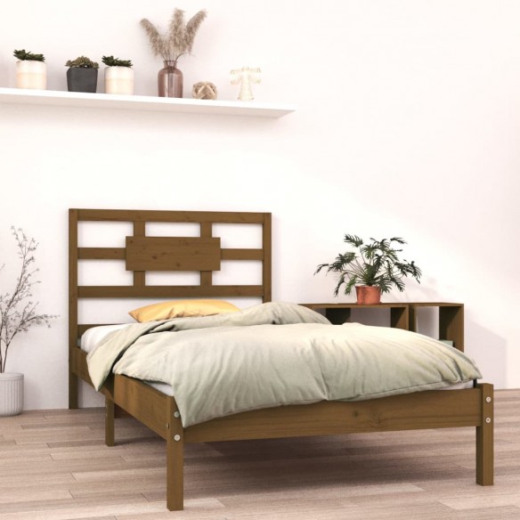 Lit Marron miel Bois massif 100x200 cm
