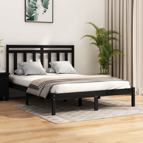 Lit Noir Bois massif 120x190 cm Petit Double