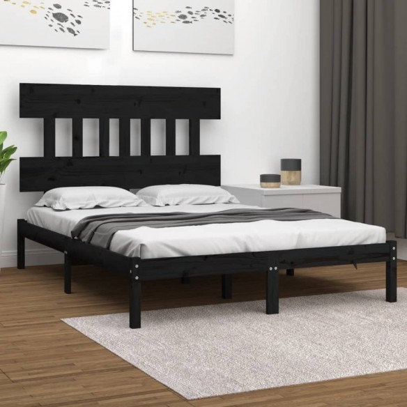 Lit Noir Bois massif 120x190 cm Petit Double