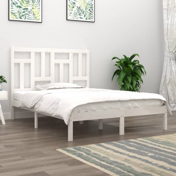 Lit Blanc Bois de pin massif 200x200 cm