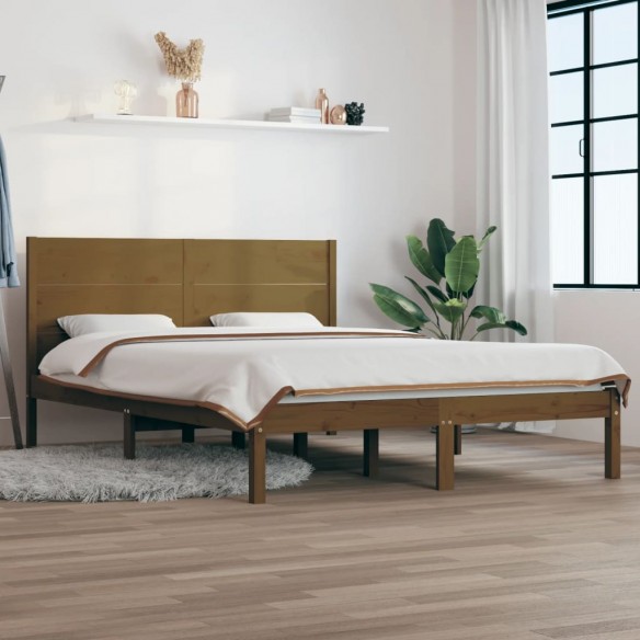 Lit Marron miel Bois de pin massif 120x200 cm