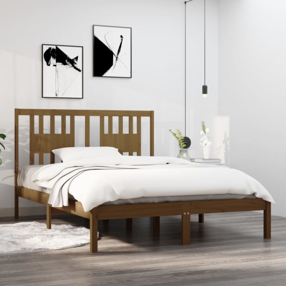 Lit Marron miel Bois de pin massif 120x200 cm