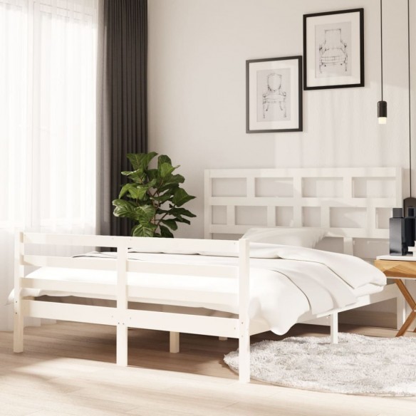 Lit blanc bois massif 150x200 cm très grand