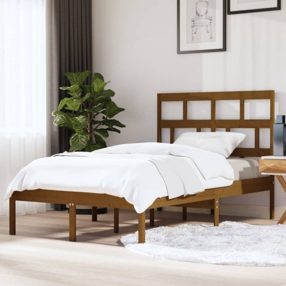 Lit Marron miel Bois de pin massif 120x200 cm