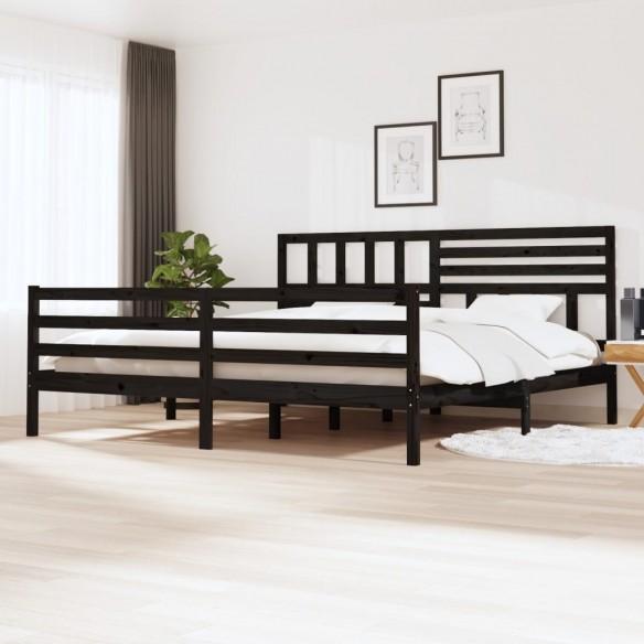 Lit Noir Bois massif 200x200 cm