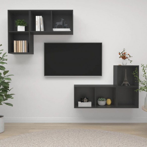 Meubles TV muraux 4 pcs Gris Aggloméré