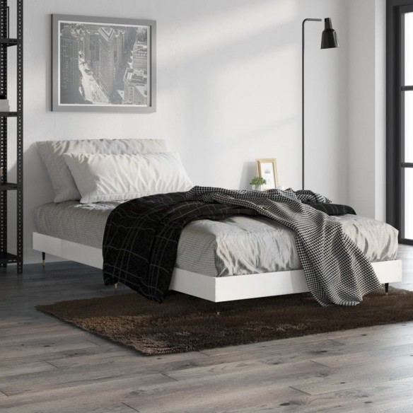 Lit blanc brillant 100x200 cm bois d'ingénierie