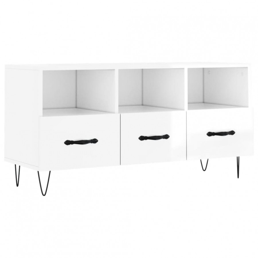 Meuble TV Blanc brillant 102x36x50 cm 