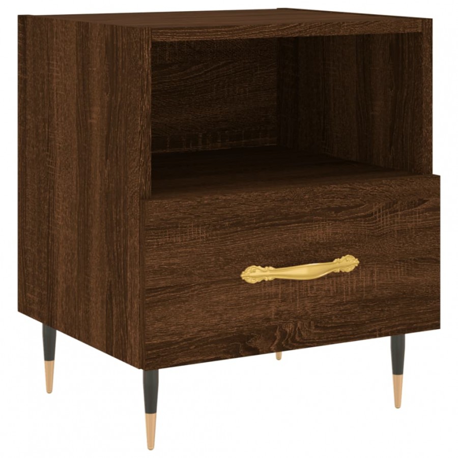 Table de chevet chêne marron 40x35x47,5 cm bois d’ingénierie