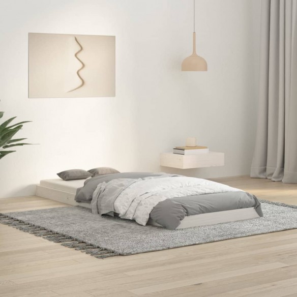 Lit blanc 75x190 cm petit simple bois massif de pin