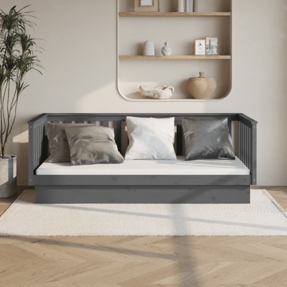 Lit de jour Gris 90x200 cm Bois de pin massif