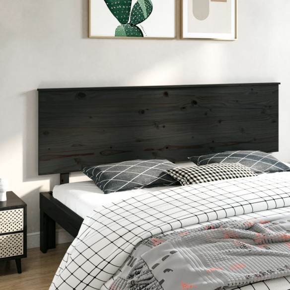 Tête de lit Noir 204x6x82,5 cm Bois massif de pin