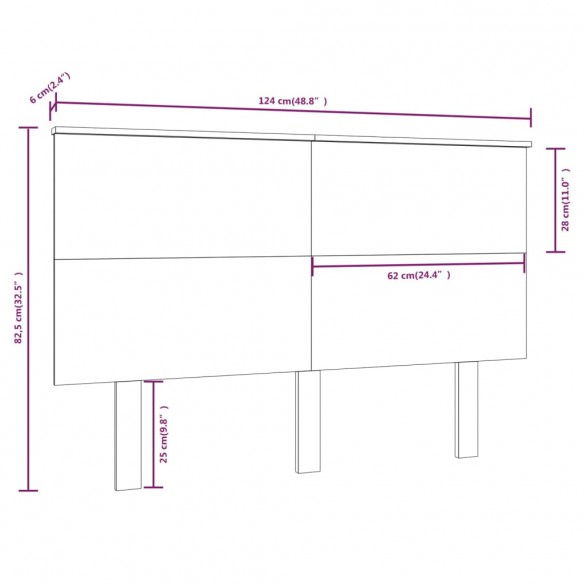 Tête de lit Marron miel 124x6x82,5 cm Bois massif de pin
