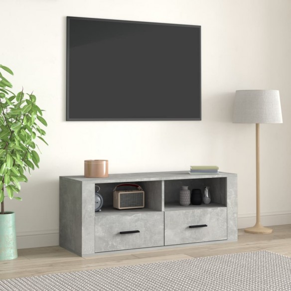 Meuble TV Gris béton 100x35x40 cm 