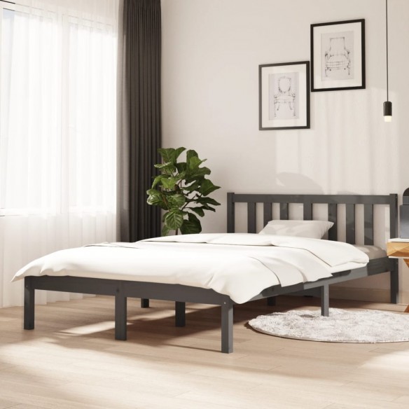 Lit Gris Bois massif 120x200 cm