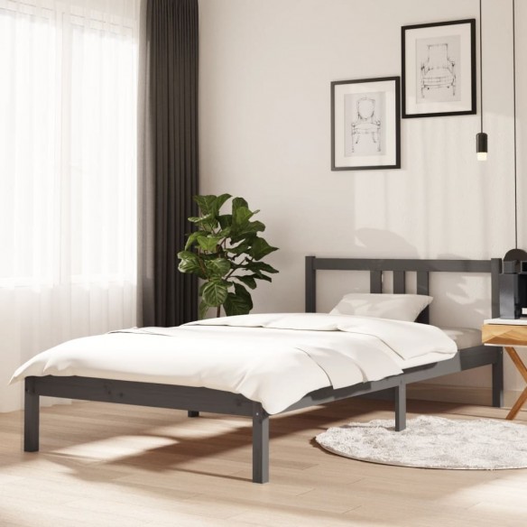 Lit Gris Bois massif 100x200 cm