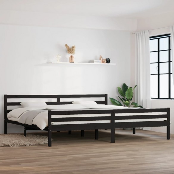 Lit Noir Bois massif 200x200 cm