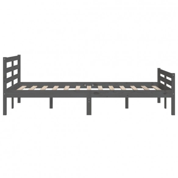 Lit Gris Bois massif 120x190 cm Petit double