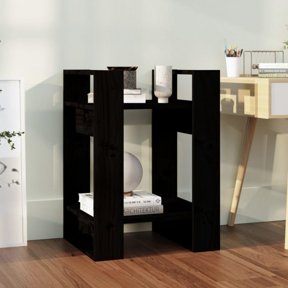 Bibliothèque/Séparateur de pièce Noir 41x35x57 cm Pin solide