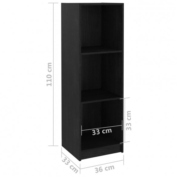 Bibliothèque/Séparateur de pièce Noir 36x33x110 cm Pin massif
