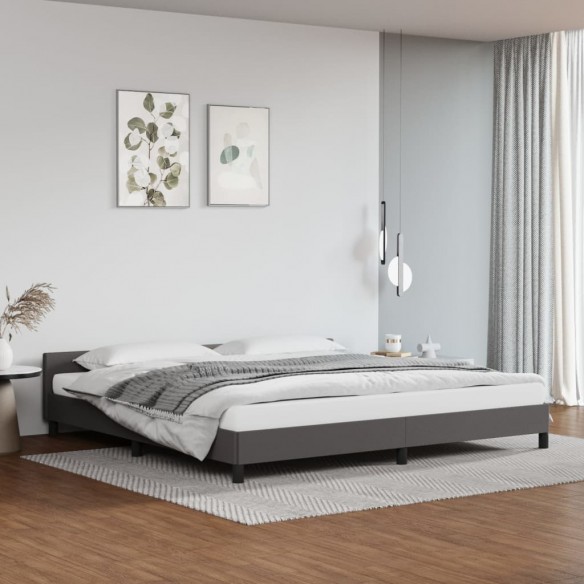 Lit avec tête de lit Gris 200x200 cm Similicuir