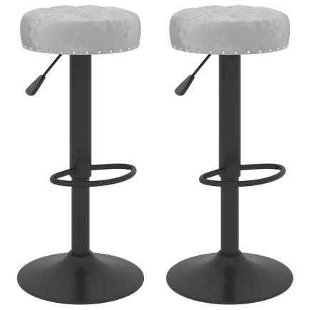 Tabourets de bar lot de 2 gris velours 2