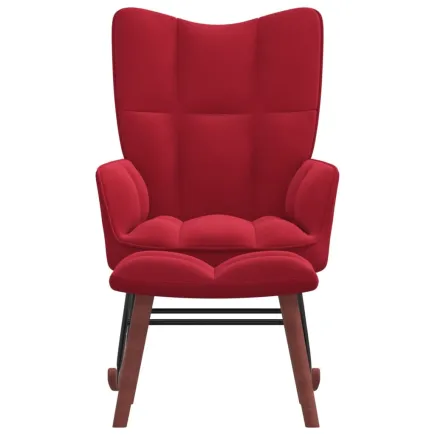 Chaise à bascule avec repose-pied Rouge bordeaux Velours 2