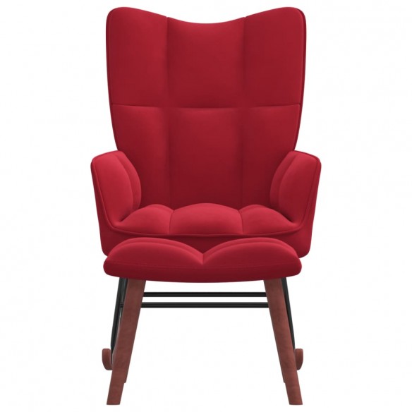 Chaise à bascule avec repose-pied Rouge bordeaux Velours Chaise à bascule avec repose-pied Rouge bordeaux Velours