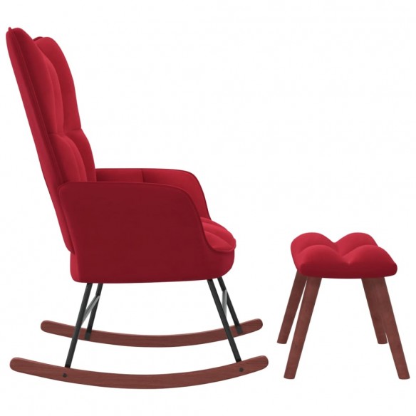 Chaise à bascule avec repose-pied Rouge bordeaux Velours Chaise à bascule avec repose-pied Rouge bordeaux Velours