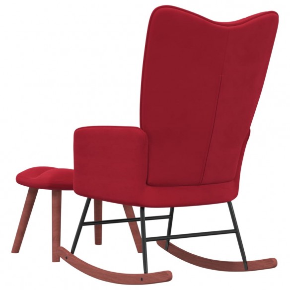 Chaise à bascule avec repose-pied Rouge bordeaux Velours Chaise à bascule avec repose-pied Rouge bordeaux Velours