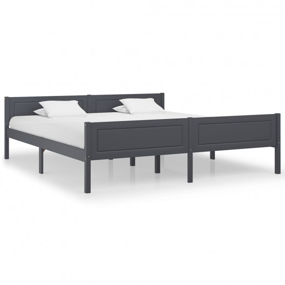 Lit Bois de pin massif Gris 180x200 cm