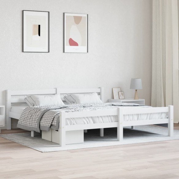 Lit Blanc Bois de pin massif 180x200 cm